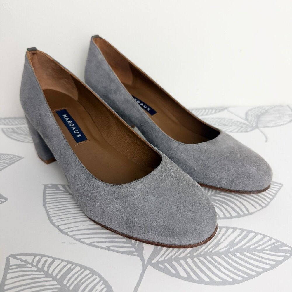 Margaux The Block Heel Gray Suede Heels Pumps Women’s 36.5M / US 6.5 - Picture 2 of 11